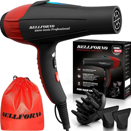 Vista 9 de Secador de pelo profesional de 2200W con difusor para cabello rizado y ondulado natural, secador de pelo iónico negativo de bajo ruido con difusor