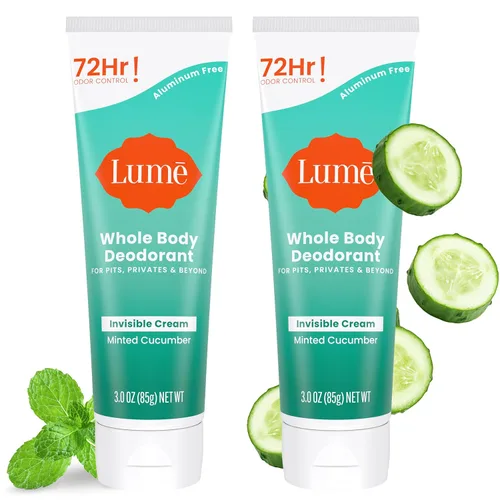 Vista 12 de Lume Desodorante para todo el cuerpo, tubo de crema invisible, control de olores de 72 horas, sin aluminio, sin bicarbonato de sodio, seguro