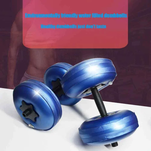 Vista 9 de Juego de 2 mancuernas portátiles ajustables rellenas de agua, juego de equipo de fitness ecológico para entrenamiento muscular de brazo