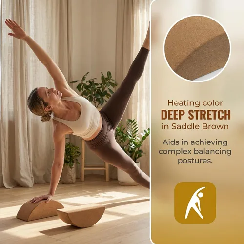 Vista 4 de VOSAREA Bloque de yoga de corcho, soporte natural de alta densidad para pilates, yoga caliente y meditación, ladrillos de pilates antideslizantes