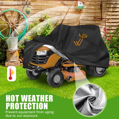 Vista 4 de KISEER Cubierta para Cortacésped de Exterior Impermeable Resistente Poliéster Oxford 420D Protección UV Cubierta para Tractor de Césped Se Adapta a
