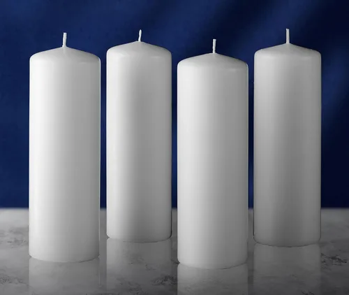 Vista 7 de Hyoola Velas de pilar blancas de 2 x 8 pulgadas, paquete de 4 velas de pilar sin perfume, hechas en Europa