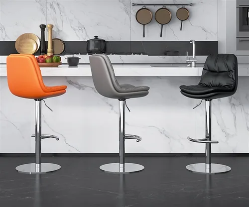 Vista 3 de Taburetes de bar giratorios de altura ajustable, juego de 2 taburetes de barra de altura para cocina, isla de cocina, cuero de napa resistente Negro