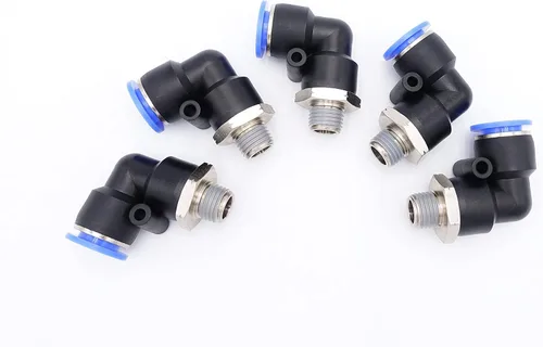 Vista 17 de Accesorio de Conexión por Empuje 1/2" Tubo OD x 1/2" Rosca Macho NPT, Codo Neumático Macho para Línea de Aire y Agua de 90 Grados con Giratorio