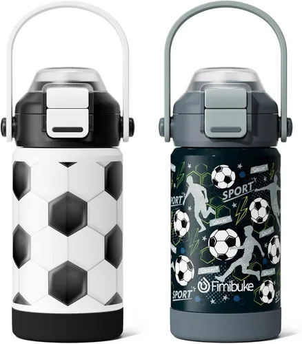 Vista 10 de Botella de agua aislada para niños con pop-open pajita y pico 2-en-1, botella de agua aislada de 14 onzas para niños, botella de acero inoxidable