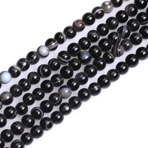 Vista 11 de GEM-Inside Cuentas Sueltas de Piedras Preciosas de Ágata Azul Bandeada Natural de 6mm Cuentas Redondas de Piedra de Energía para Hacer Joyas 15