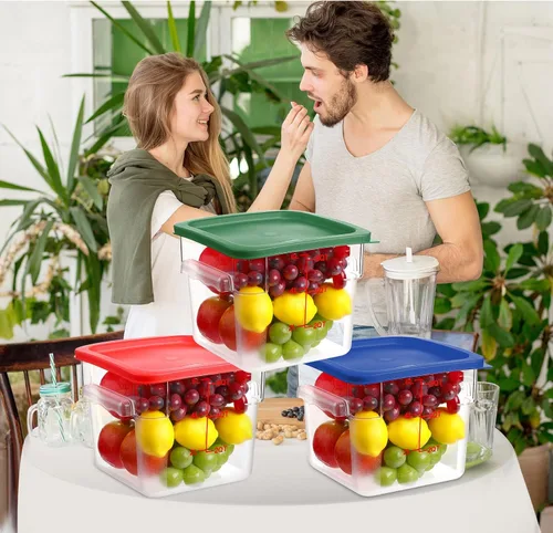 Vista 5 de Hsei 6 juegos de recipientes comerciales de almacenamiento de alimentos de 6 cuartos de galón con tapas y 6 cucharas de plástico para congelador