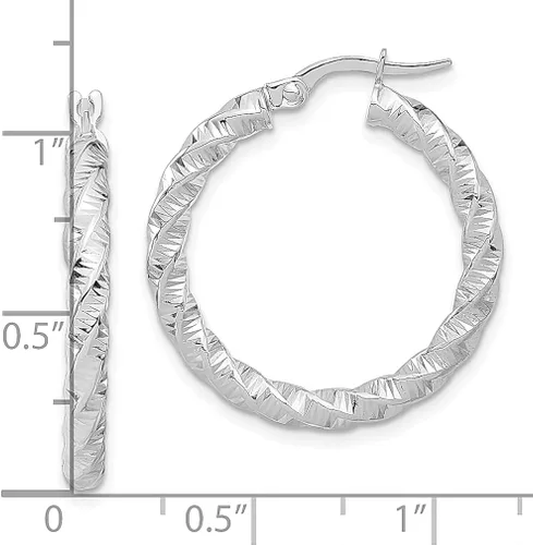 Vista 4 de Juego de aretes de aro trenzados de oro blanco de 14 quilates de 0118in joyería fina redonda para mujer regalos para ella Cristal Oro blanco Cristal