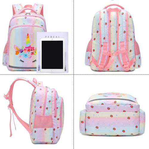 Vista 2 de Mochilas para niñas mochila de zorro mochila escolar con lonchera y estuche para lápices Multi