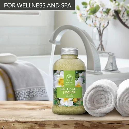 Vista 9 de Sal marina de baño jazmín de 21.16 onzas – Sales de baño con aceite esencial de jazmín para baño – baño relajante – Cuidado corporal – Relajación