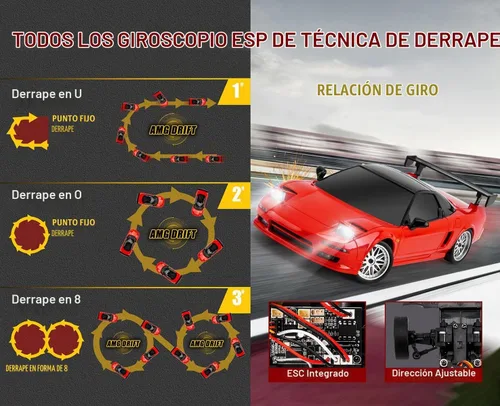 Vista 4 de WPLDEWAN LDRC Drift Car RWD 1/18 Escala RC Drift Car con giroscopio