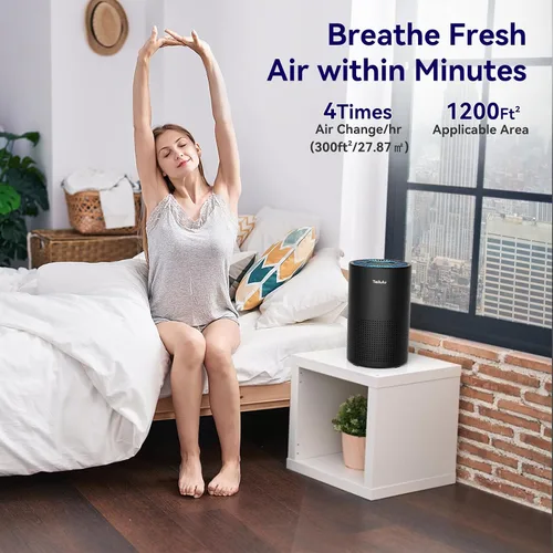Vista 8 de Purificadores de aire para dormitorio y hogar, Tailulu purificador de aire con filtro HEPA verdadero H14, limpiador de aire silencioso con modo
