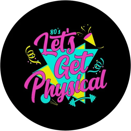 Vista 3 de Lets Get Physical Totally Rad 80s Retro Gym Fitness Workout PopSockets Standard PopGrip