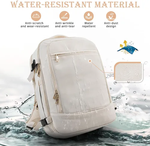 Vista 7 de Rinlist Mochila de viaje grande para hombres y mujeres, mochila de transporte aprobada por la aerolínea TSA, mochila de transporte informal de 40 L