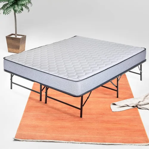 Vista 7 de Base de cama Quickbase de metal de 14 pulgadas con colchón de espuma de alta densidad de 5 pulgadas, tamaño individual, gris