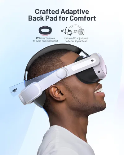Vista 3 de Zybervr Head Strap for Meta Quest 3, Comfort Elite Strap for Oculus Quest 3 Accessories, Adjustable Lightweight VR Headset Strap Replacement
