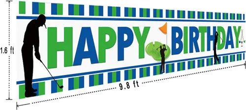 Vista 2 de Cartel grande de golf de feliz cumpleaños, suministros y decoraciones para fiestas temáticas para hombres, niños, adultos, niños, decoración