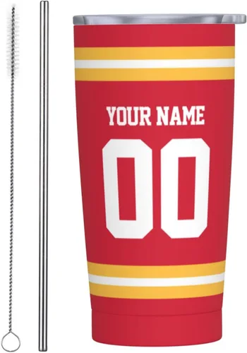 Vista 28 de Arizona - Vaso aislado personalizado con número de nombre, vasos de fútbol personalizados con pajita, taza de viaje personalizada para café, regalos