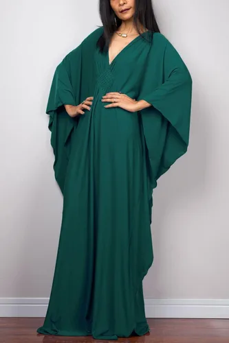 Vista 2 de Vestido largo de caftán para mujer, estilo bohemio, traje de baño, bata de playa, talla única, ropa de descanso