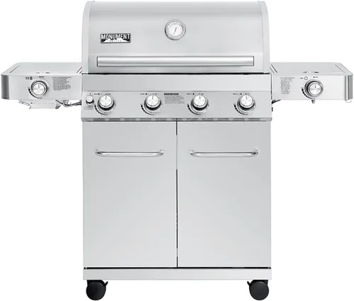 Vista 13 de Monument Grills Parrillas de gas propano de 4 quemadores más grandes de acero inoxidable con kit de asador (2 artículos)