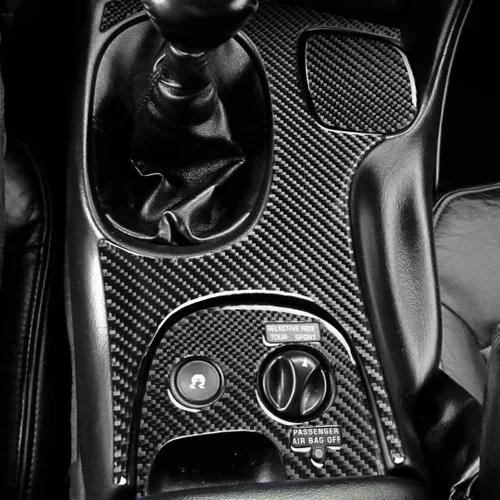 Vista 11 de Fibra de carbono Accesorios interiores de coche inferior central W/O tracción control cubierta ajuste compatible con para Chevrolet Corvette C5 1998