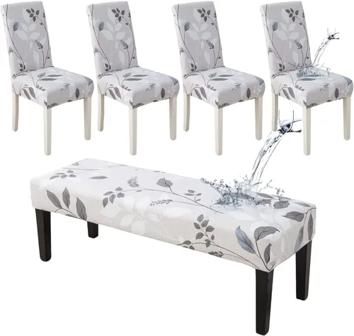 Vista 15 de HAOYONG Funda para Silla de Comedor con Estampado, Funda Desmontable Lavable para Silla Parsons, Protector de Asiento Removible para Comedor, Hotel