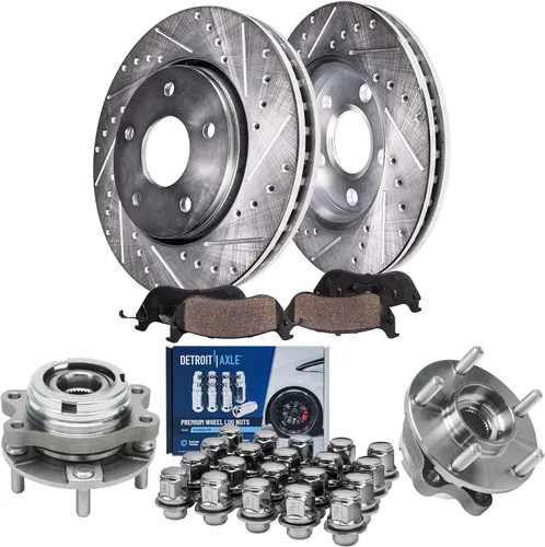 Vista 173 de Detroit Axle - Rotores de freno para Ford 2013-2019 Explorer Taurus Flex Lincoln MKT MKS, rotores de freno de disco ranurados perforados de repuesto