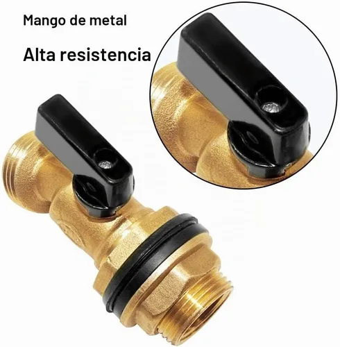 Vista 5 de Joywayus - Válvula de cuarto de vuelta de bola de 3/4 pulgadas roscada de latón para contenedor de agua/barril de lluvia con montaje de mamparo