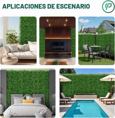 Vista 5 de Yangrass Paneles de Pared de Césped, 40"x120" (33.33 pies cuadrados) Rollo de Seto de Boj Artificial Pantalla de Privacidad, Decoración de Pared