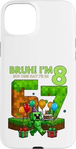 Vista 9 de Bruh I'm 8 But One-Day I'll Be 67 Retro 8th Birthday Kids Case for iPhone 17