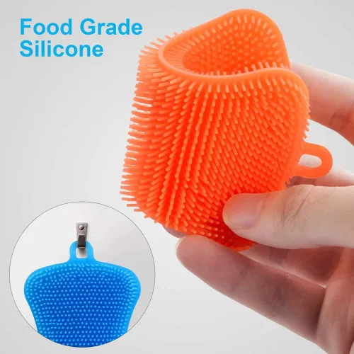 Vista 2 de 3 esponjas de silicona OstWony para platos, esponjas de silicona de grado alimenticio súper alimentarias, utensilios de cocina multiusos