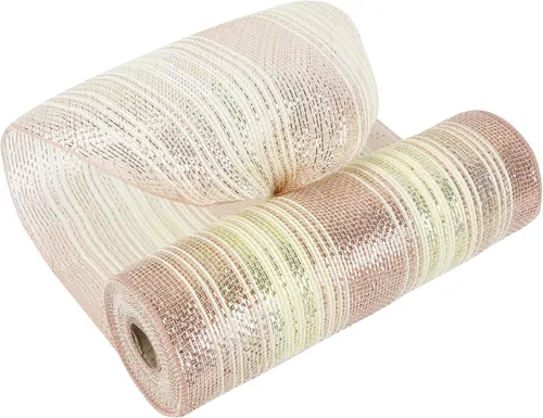 Vista 26 de MEEDEE Cinta de malla dorada de 10 pulgadas de ancho x 30 pies - Rollo de malla metálica decorativa para coronas de árbol de Navidad, guirnalda