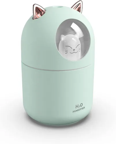 Vista 2 de Mini humidificador portátil de niebla fría de 10.1 fl oz con luz nocturna, apagado automático USB, ultra silencioso, 2 modos de pulverización