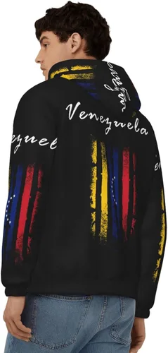 Vista 6 de Sudadera con capucha con cremallera de la bandera de Venezuela para hombre, ligera, novedosa sudadera con capucha