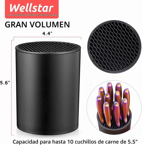 Vista 2 de Soporte de bloque de cuchillos de carne de 5,5" sin cuchillos - Solo soporte de bloque de almacenamiento de cuchillos de carne de cocina
