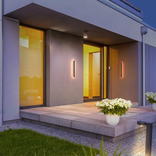 Vista 8 de LEEKI - Lámpara exterior moderna de 24 pulgadas - Luminaria exterior rectangular - 19W 3000K - IP65 Antióxido - Negro