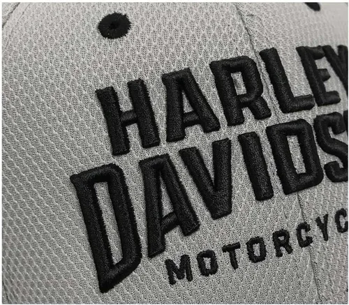 Vista 3 de Harley-Davidson - Gorra de béisbol para hombre, bordada, atlética, curvada, ajustable, color gris, Gris