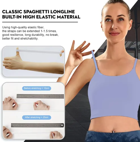 Vista 5 de ECOPARTY Sujetadores deportivos para mujer, de secado rápido, acolchados, sin varillas, para entrenamiento, camisola, yoga, fitness, correr, gimnasio