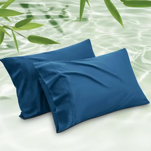 Vista 23 de Bedsure Fundas de almohada de tamaño estándar, fundas de almohada refrescantes, rayón derivado de bambú, color gris oscuro, juego de 2, fundas