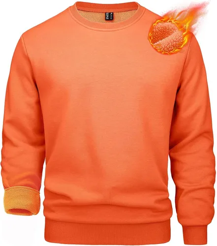 Vista 25 de MAGCOMSEN Sudadera de cuello redondo para hombre de manga larga casual cálida de forro polar