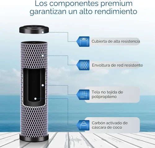Vista 5 de PUREPLUS Filtro de agua de carbono CTO para toda la casa de 1 micrón, 2.5
