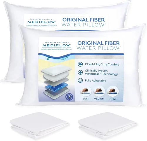 Vista 10 de Almohada de agua de fibra Mediflow - Ajustable para el alivio del dolor de cuello, almohada para dormir de lado, espalda y estómago, el inventor