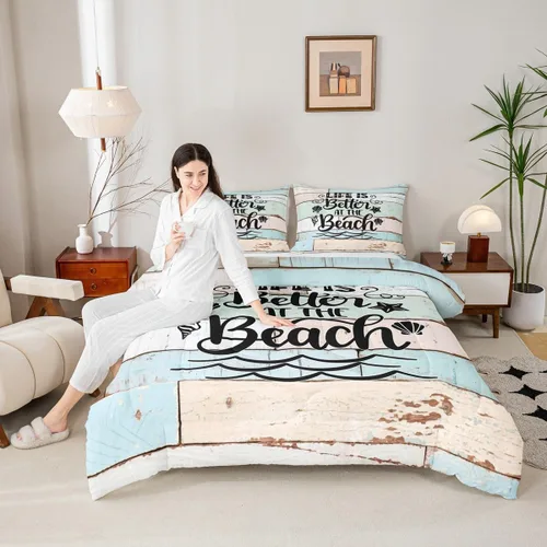 Vista 42 de Juego de edredón Lake Home Camper tamaño King, juego de ropa de cama náutica con ancla para niños, niñas, niños, adultos, decoración de dormitorio