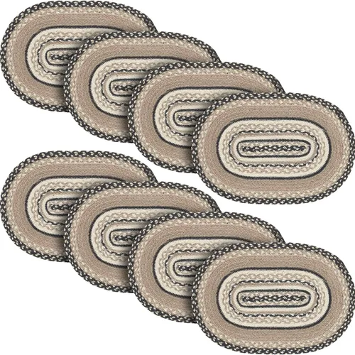 Vista 6 de VHC Brands Sawyer Mill, Dining Table Placemat, Braided Jute, Oval, Charcoal Creme, 10x15, 8 Pack 8 Pack