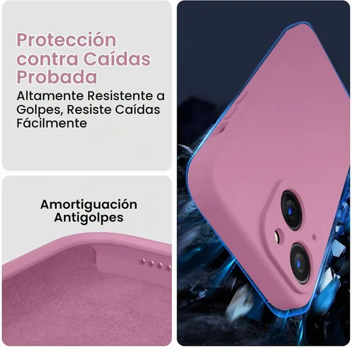 Vista 4 de FireNova Funda diseñada para iPhone 15, funda de silicona mejorada [protección de cámara] con [2 protectores de pantalla], forro interior de Lila