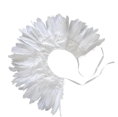 Vista 5 de ZAKIA Camisa de moda de las charreteras del cuello del chal de la pluma natural de las señoras