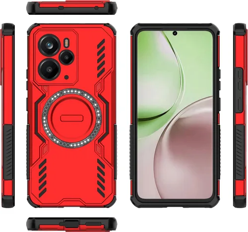 Vista 152 de Funda compatible con Motorola Edge 50, compatible con carga inalámbrica MagSafe [PC + TPU] 2 en 1 funda magnética protectora anticaída para Rojo
