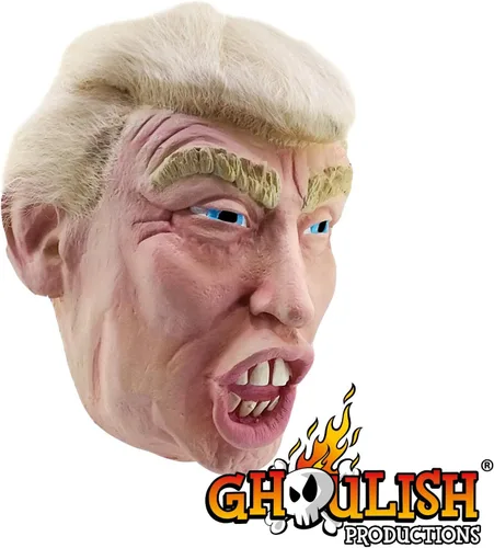 Vista 18 de Máscara de Halloween Trump con cabello para adultos, Beige