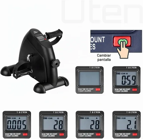 Vista 3 de Mini bicicleta de ejercicio, ejercitador de pedal de bicicleta Uten para debajo del escritorio, ejercitador de peddler