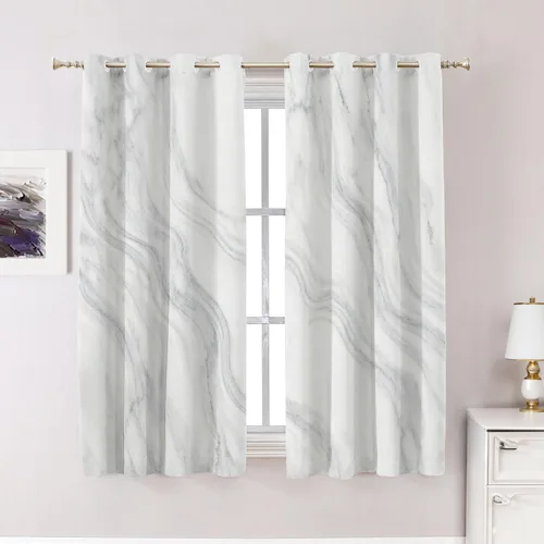 Vista 107 de Cortinas opacas de poliéster multicapa marrón con diseño de bosque natural, 2 unidades, 26 x 24 pulgadas